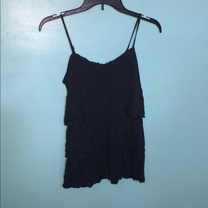 Navy blue ruffled tank top
